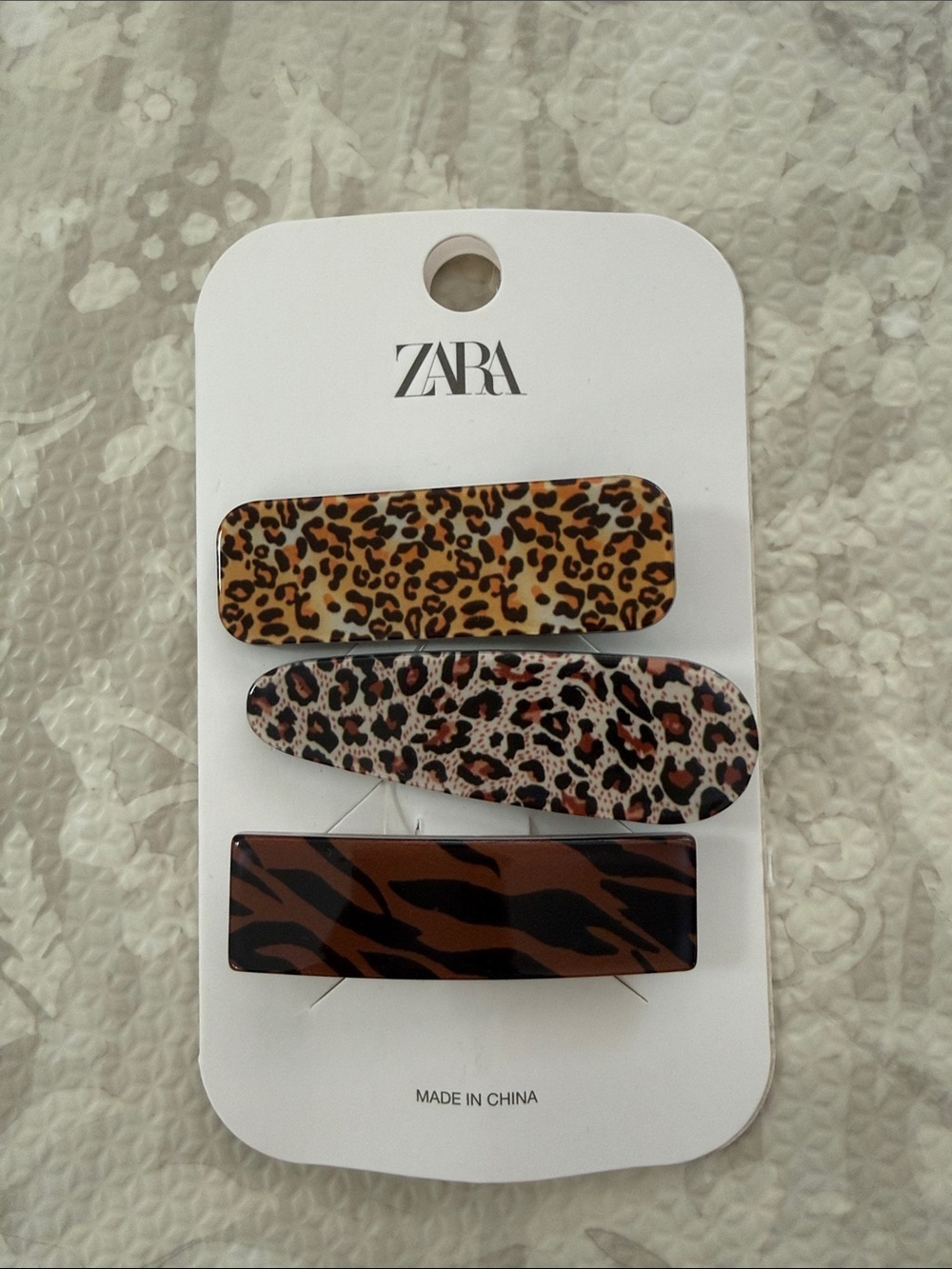 ZARA NWT Animal Print Hair Clip Barrette Set Leopard Tiger
